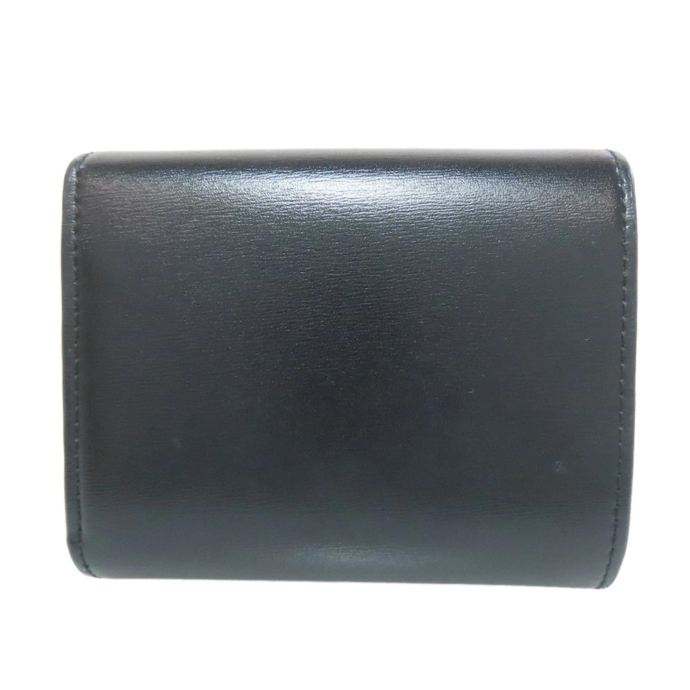 Celine Triomphe fold Wallet Flap Wallet Calfskin Bi Black